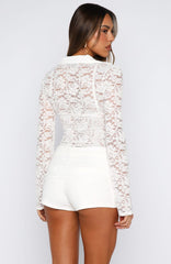 She's A Dime Long Sleeve Lace Top White