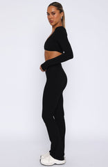 Revival High Waisted Flare Leggings Black