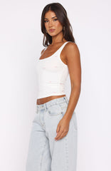 Perfectly Tied Ribbed Tank White