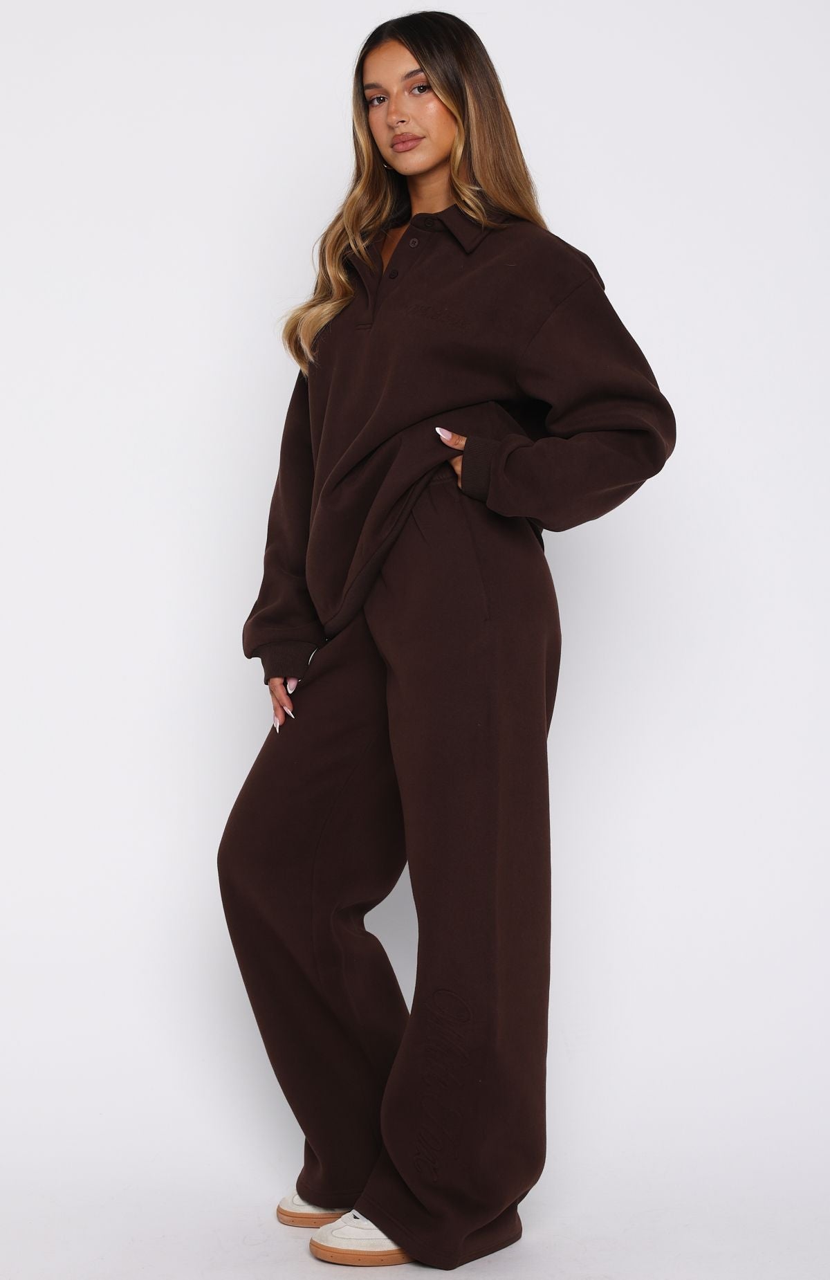 Chill Moves Wide Leg Sweatpants Chocolate