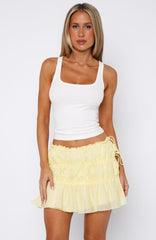 Free Falling Tiered Mini Skirt Lemon