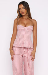 Tempt Me Not Top Pink Stripe
