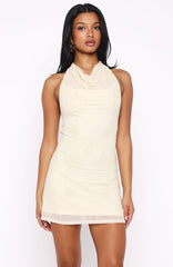 Between The Lines Beaded Mini Dress Off White