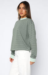 Touchdown Long Sleeve Tee Green Stripe