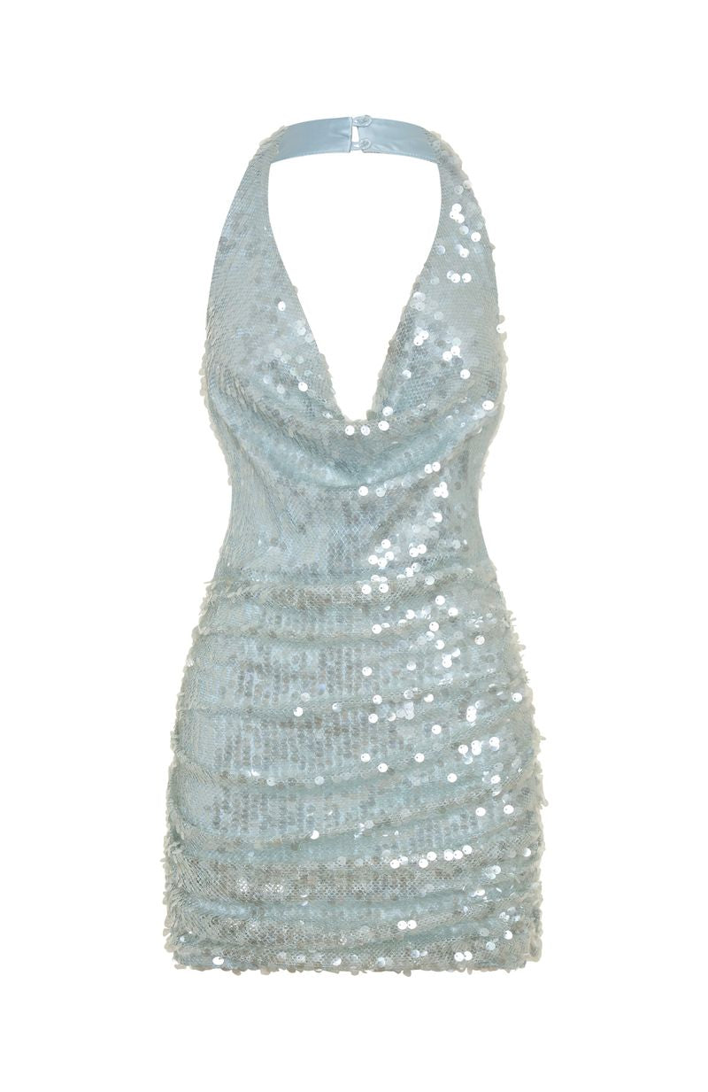 At The Function Halter Mini Dress Mist