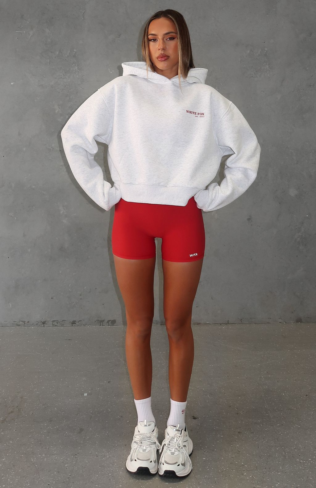 Serving Up Cropped Hoodie Grey Marle