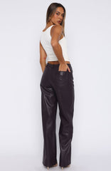 Life Affair PU Pants Deep Mauve