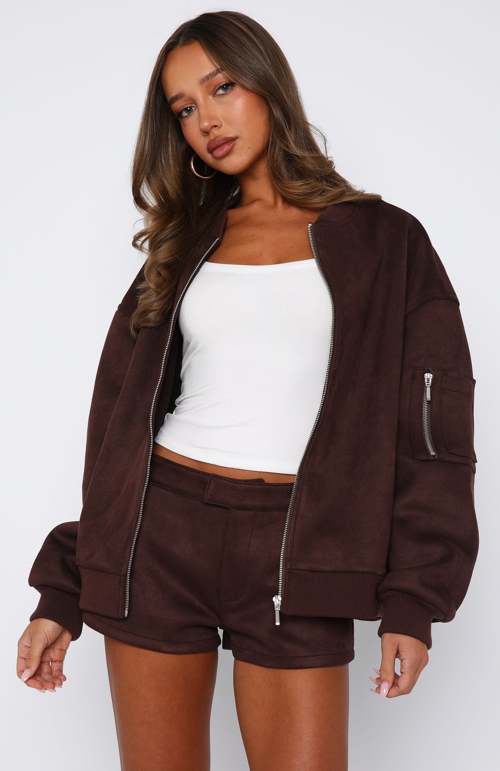 Between Us Faux Suede Shorts Chocolate
