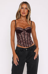 Raise A Glass Lace Bustier Burgundy