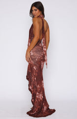 Let It Ride Halter Maxi Dress Burnt Umber
