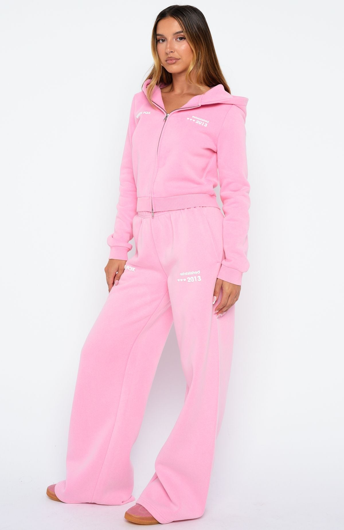 Down For Whatever Wide Leg Sweatpants Pink Wash