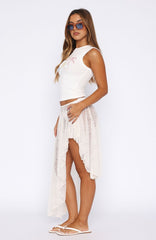 Milan Mornings Lace Maxi Skirt Off White