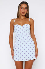 In The Back Of My Mind Mini Dress Baby Blue Polka Dot