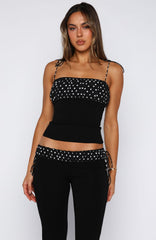 Saving My Heart Top Black/White Polka Dot