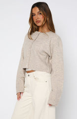 Make Me Happy Knit Cardigan Beige