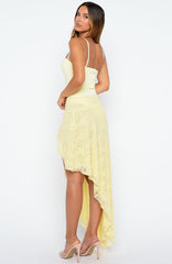 Dancing On My Own Lace Midi Skirt Lemon