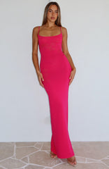 Deep Love Knit Maxi Dress Fuschia