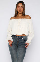 Star Girl Off Shoulder Top White