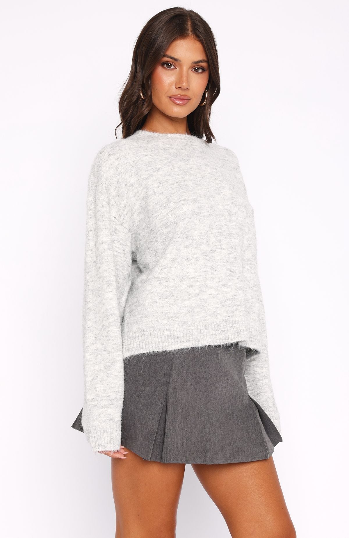 Warm Whispers Knit Sweater Grey Marle