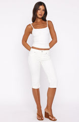 Annie Low Rise Capri Jeans Off White