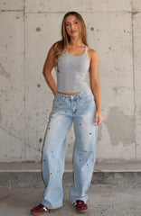 Athina Low Rise Wide Leg Jeans Light Blue