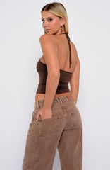 Better Perspective Knit Halter Top Bronze