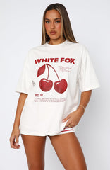 Cherry Jam Oversized Tee White