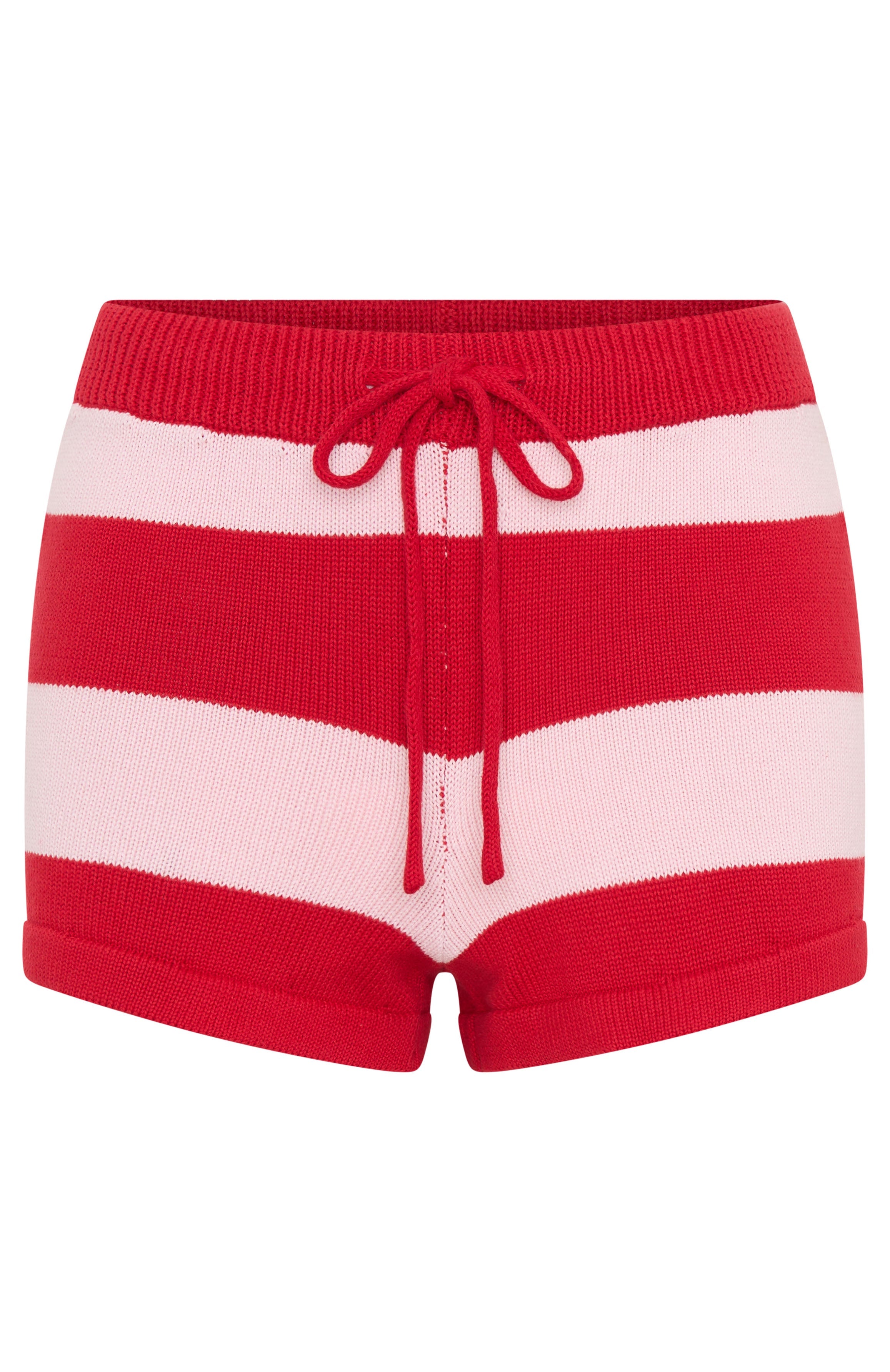 Chill Day Knit Shorts Red/Pink Stripe
