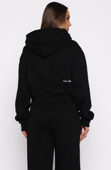 Club 14 Allie Boxy Zip Front Hoodie Black