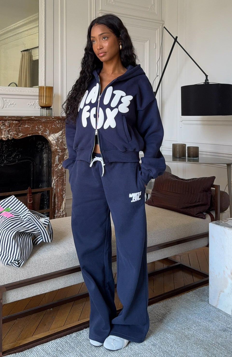 Club 14 Allie Wide Leg Sweatpants Navy