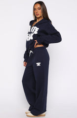Club 14 Allie Wide Leg Sweatpants Navy