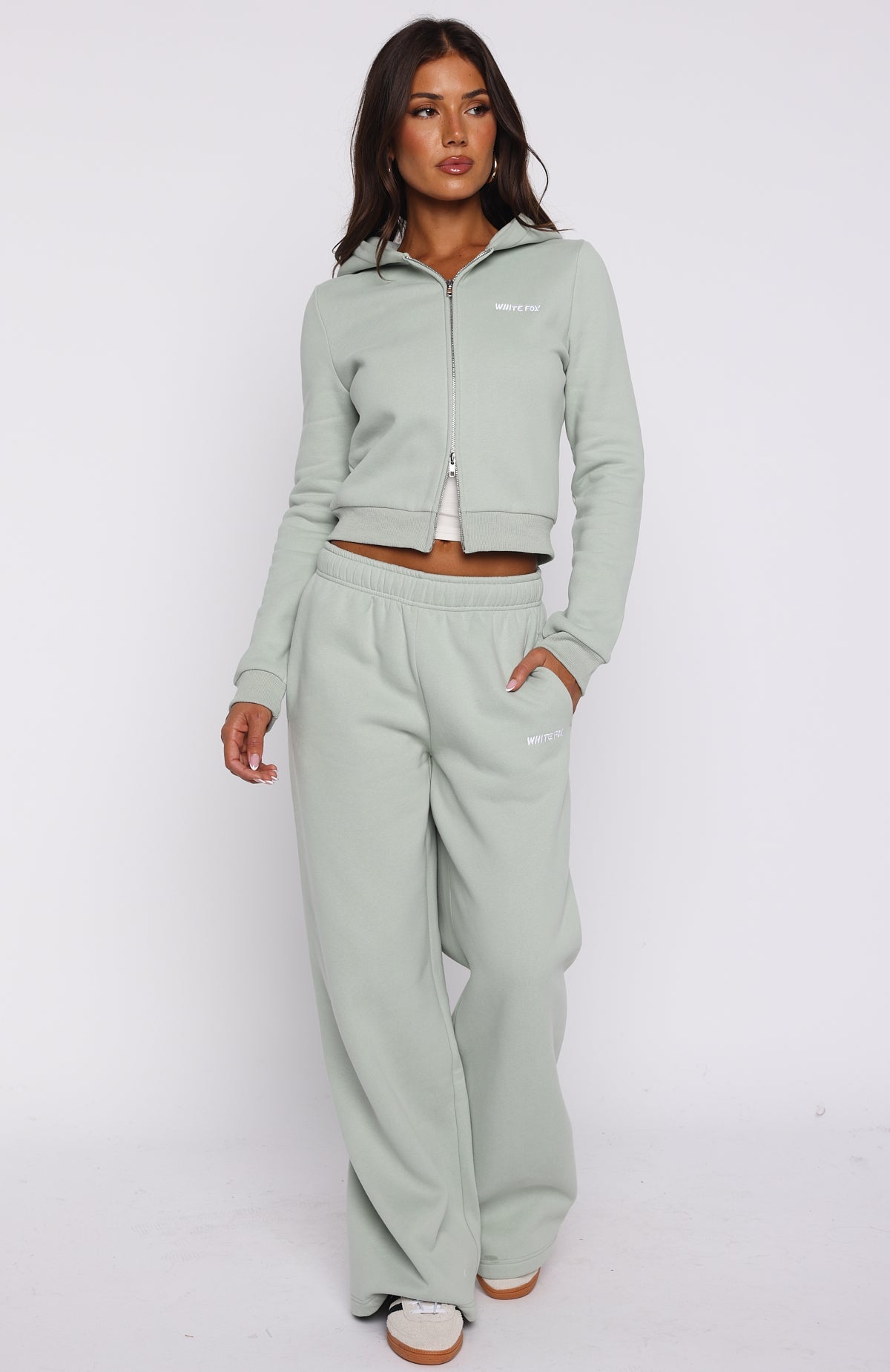 Comfy And Cute Slim Zip Front Hoodie Seafoam