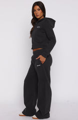 Comfy And Cute Wide Leg Sweatpants Charcoal