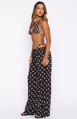 Croatian Coast Pants Choc/Cream Polka Dot