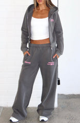 Down For Whatever Wide Leg Sweatpants Charcoal Wash