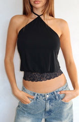 Endless Moment Halter Top Black