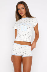 Find A Way Baby Tee White Polka Dot