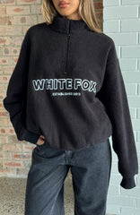 Hard To Stay Focused Teddy Borg Zip Front Sweater Black