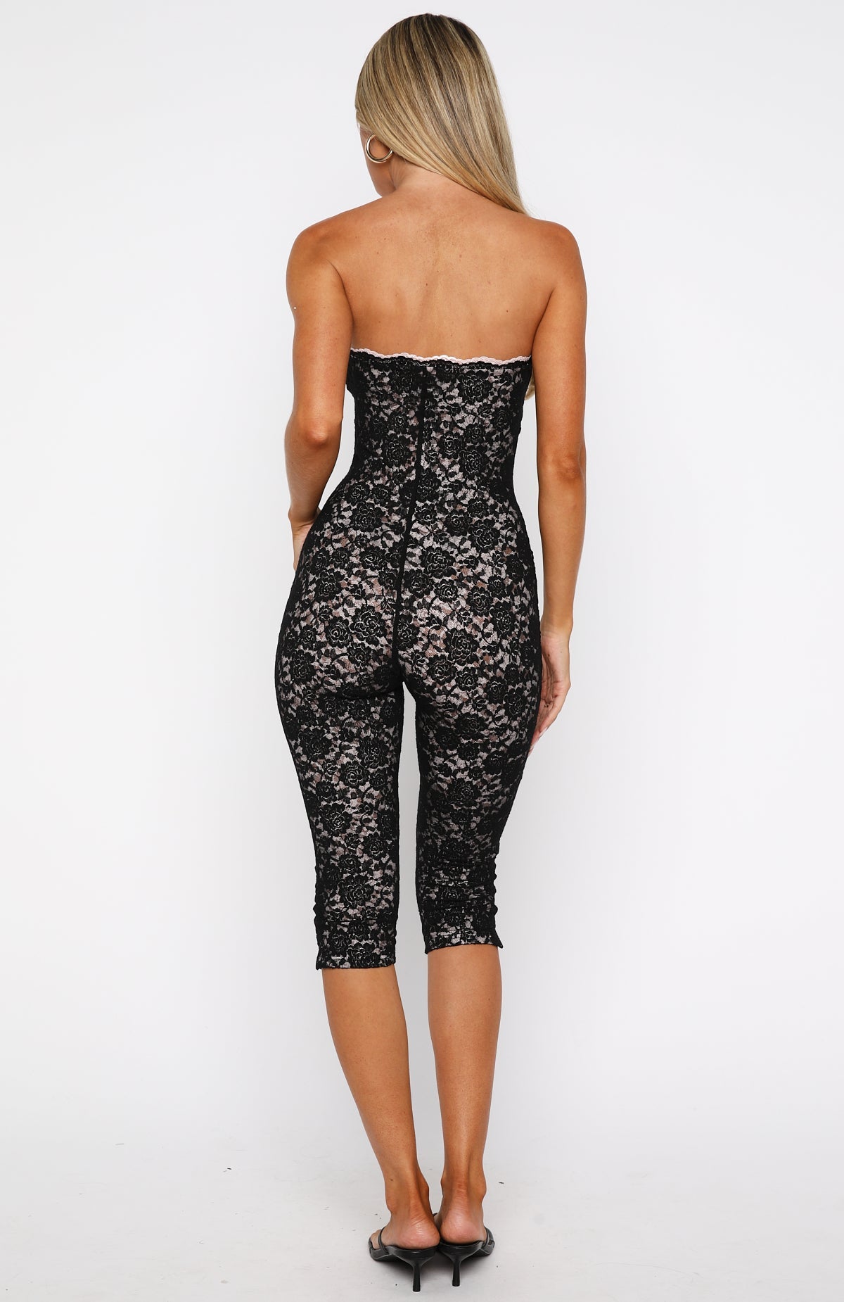 Holding My Soul Strapless Lace Jumpsuit Black