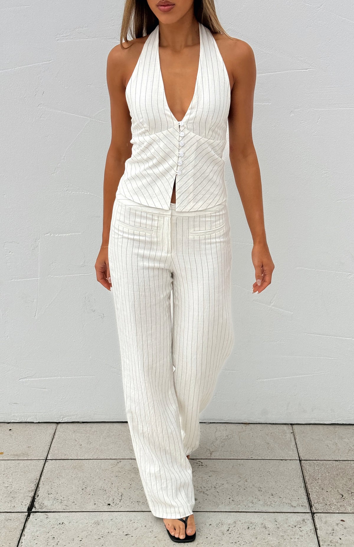 I Don't Compete Straight Leg Pants White