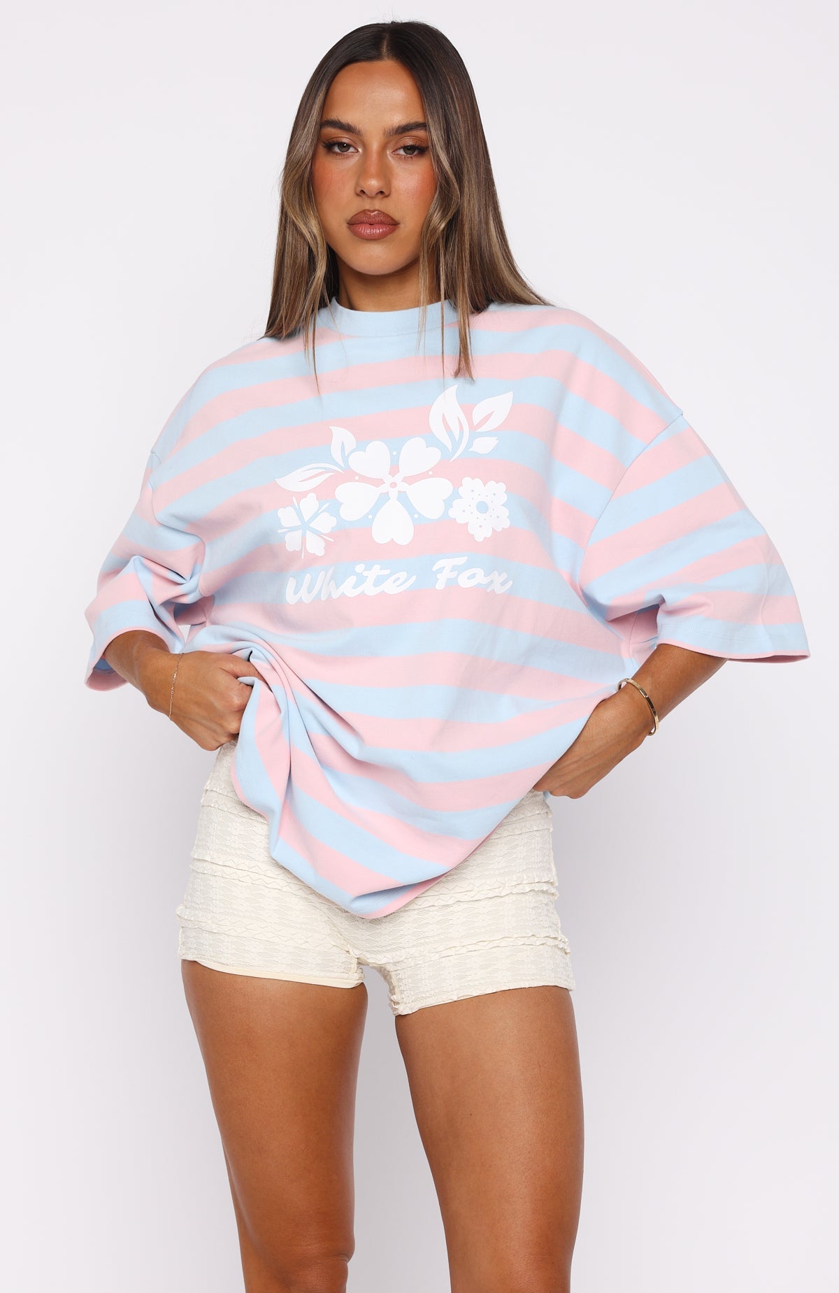 In The Valley Oversized Tee Blue/Pink Stripe
