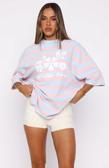 In The Valley Oversized Tee Blue/Pink Stripe
