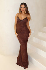 Lust For Life Maxi Embellished Trim Dress Chocolate