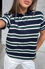 Make Your Move Polo Tee Navy Stripe