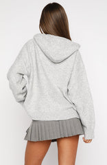 Off To Better Things Oversized Knit Hoodie Light Grey