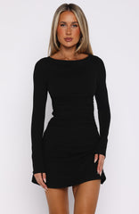 Take A Breath Long Sleeve Mini Dress Black