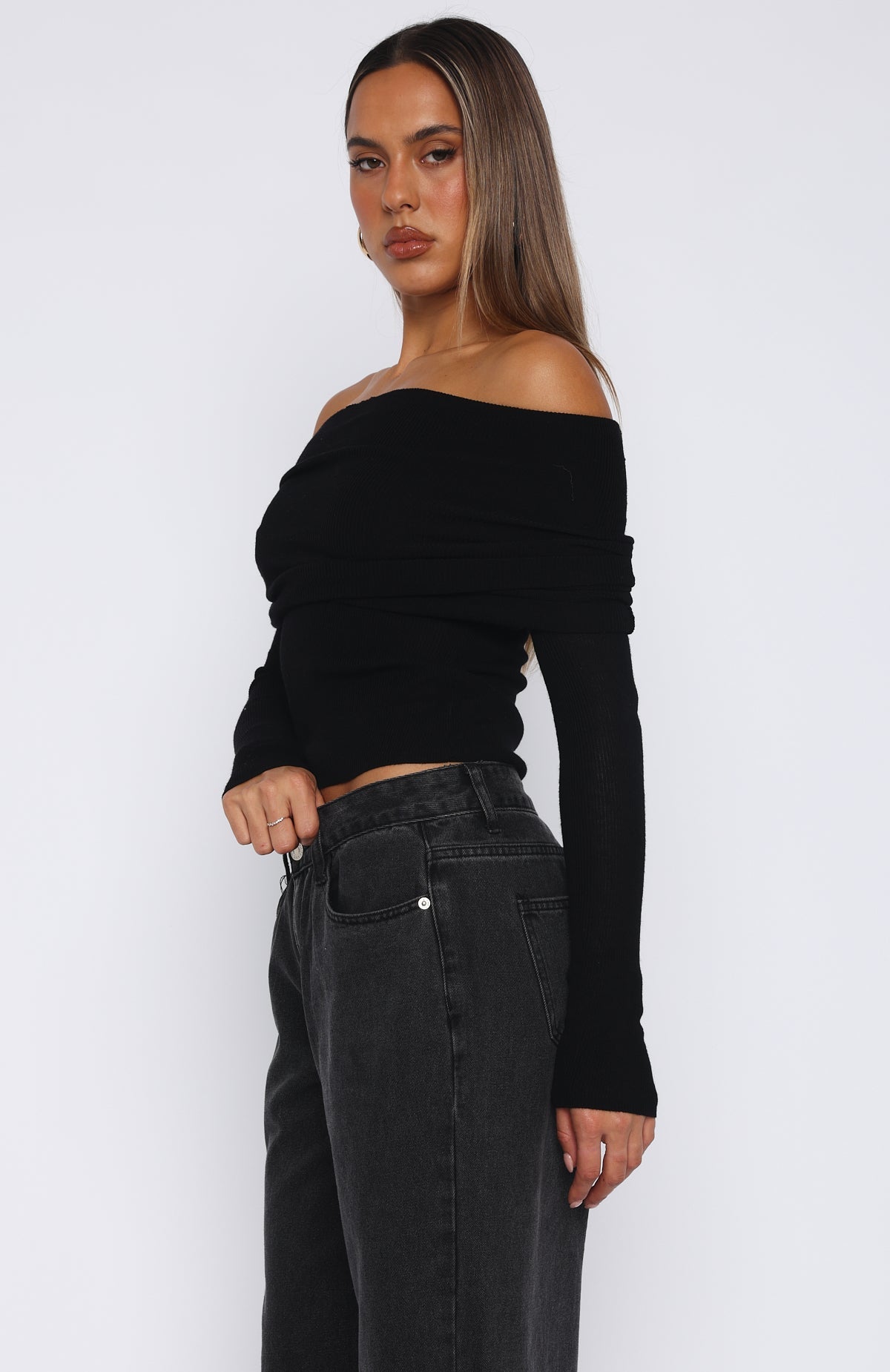 Take The Reigns Long Sleeve Top Black