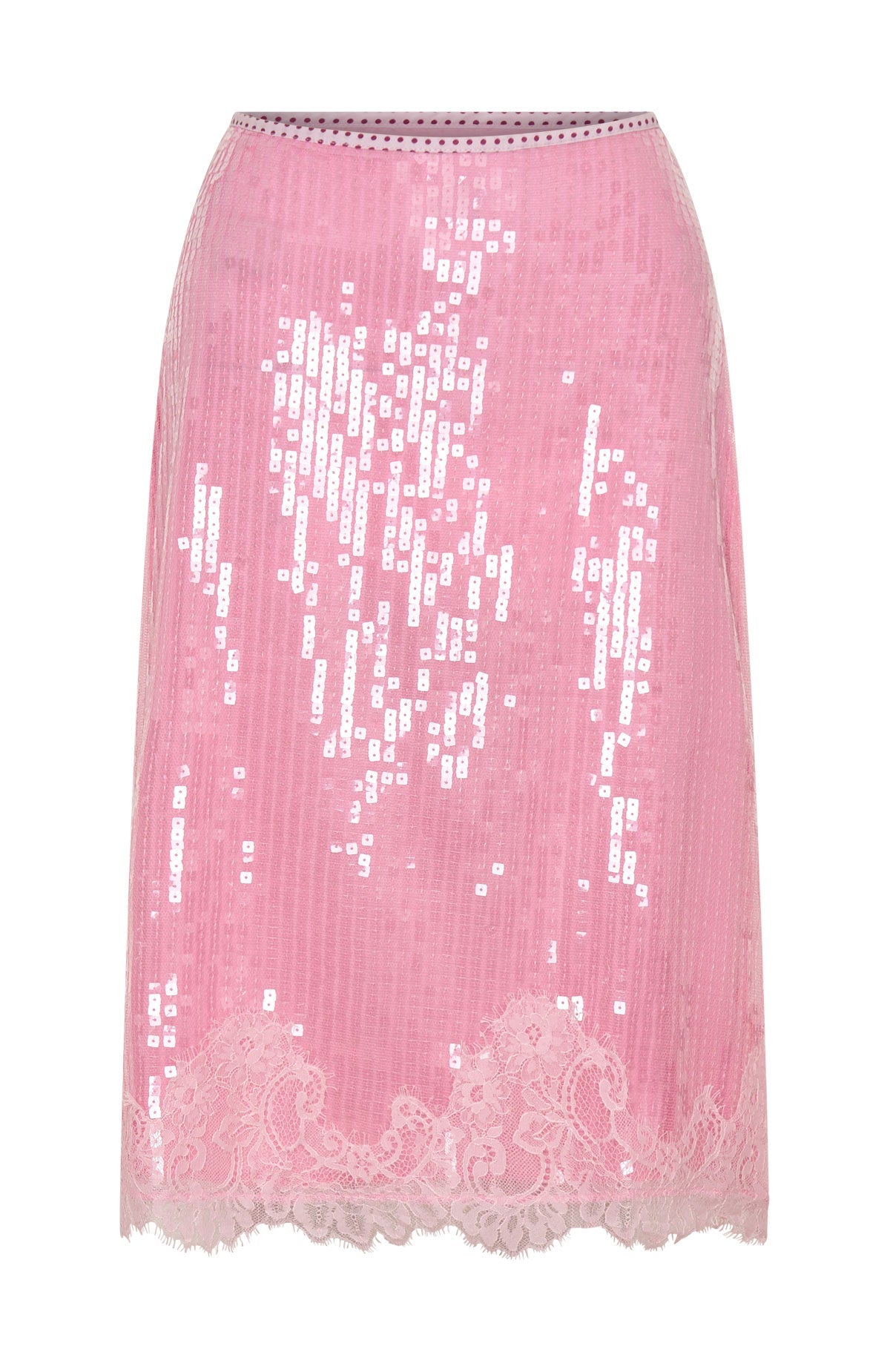 Whispered Promise Sequin Midi Skirt Candy Pink