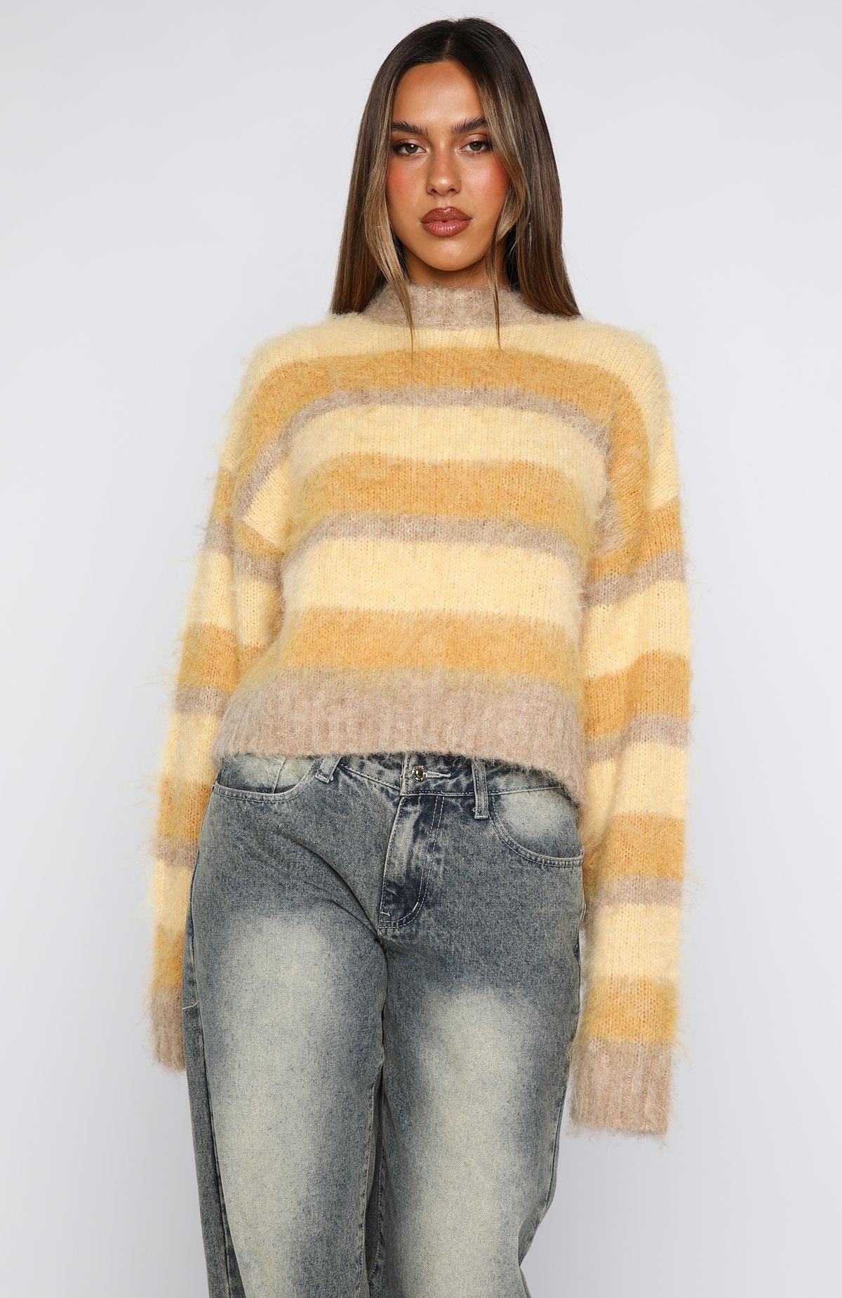 Soft Embrace Knit Sweater Honeycomb Stripe