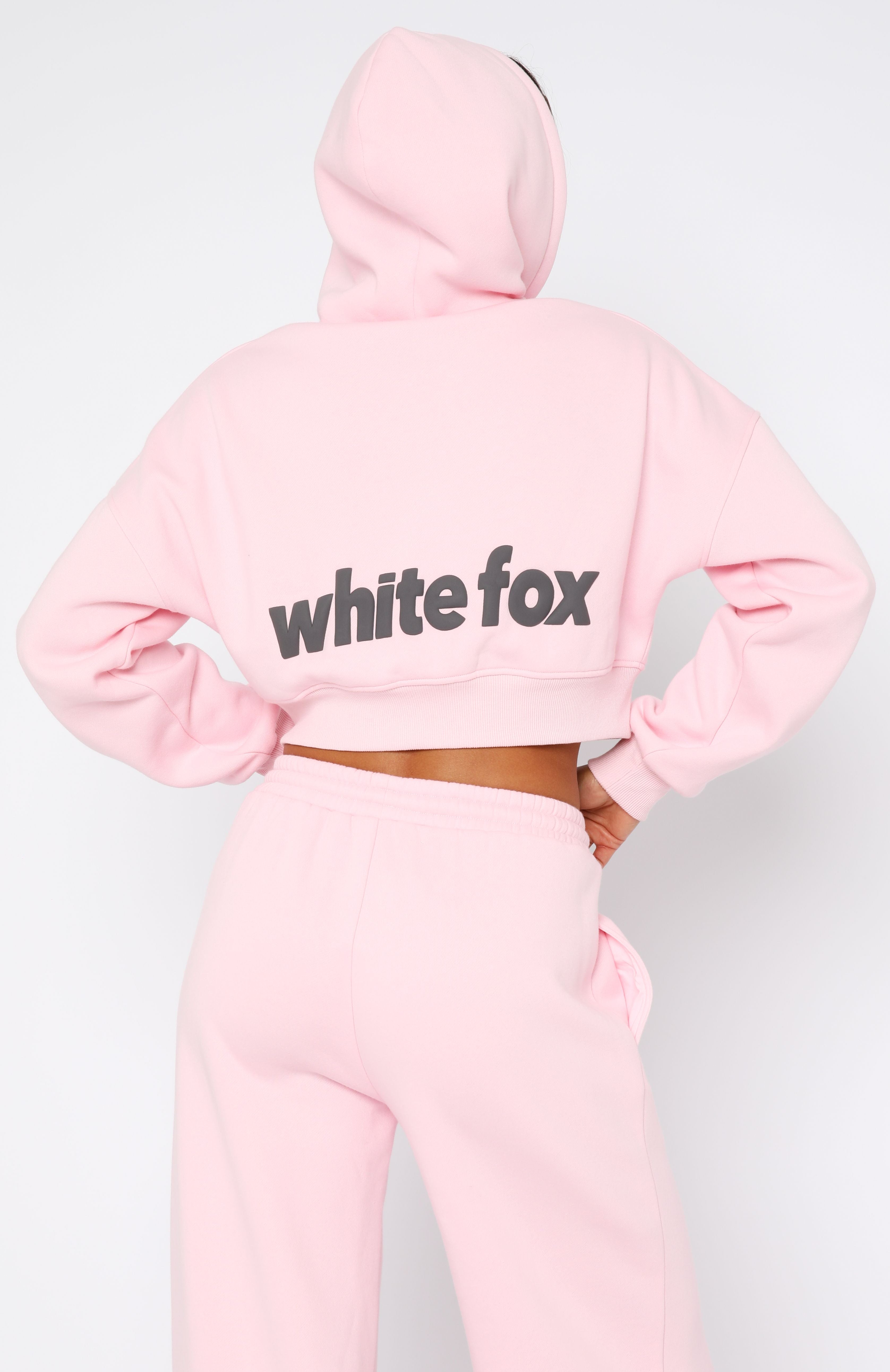 From The Archives Charli Cropped Zip Front Hoodie Pink
